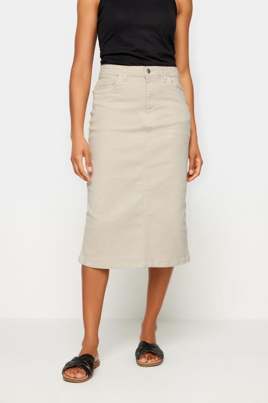 Women's  M&Co Cream Ecru Denim Midi Skirt