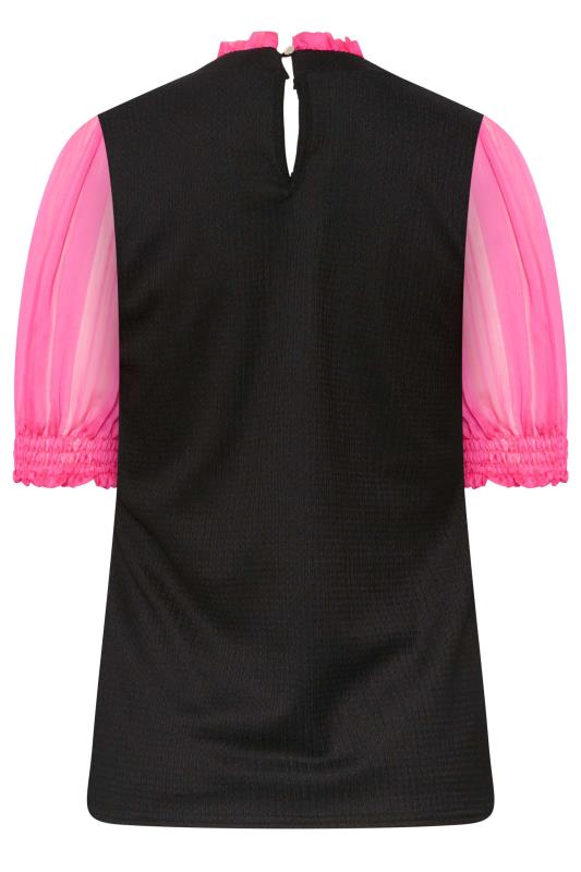 M&Co Black & Pink Contrast Sleeve Blouse | M&Co 7