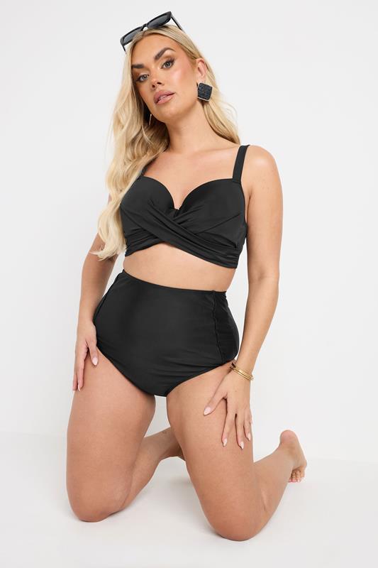 YOURS Plus Size Black Premium Underwired Bikini Top | Yours Clothing 2