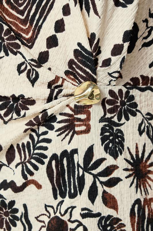 YOURS Plus Size Natural Brown Summer Print Crinkle Grown On Sleeve Top | Yours Clothing 4