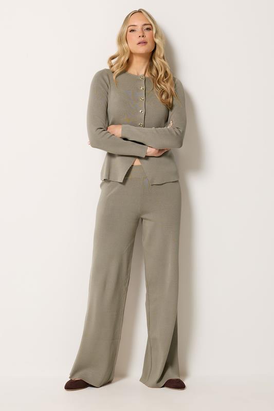 LTS Tall Mocha Brown Knitted Wide Leg Trousers
