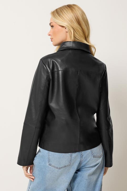 M&Co Black Leather Collard Jacket | M&Co 2