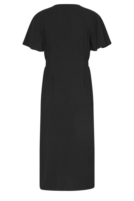M&Co Black Shirred Waist Button Through Midi Dress | M&Co 7