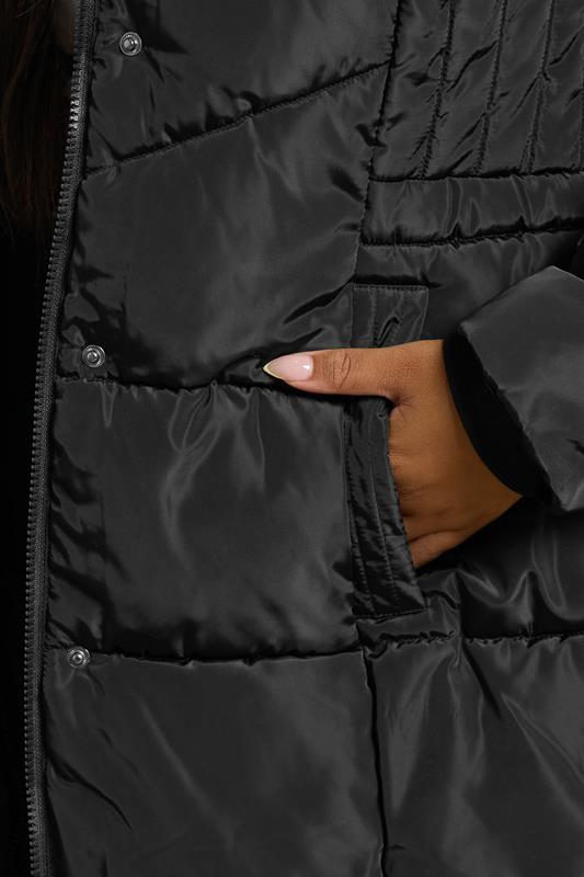 YOURS Plus Size Black Puffer Midi Coat | Yours Clothing 4
