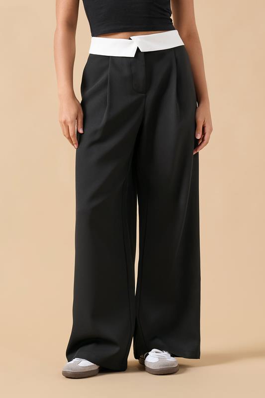 PixieGirl Petite Women's Black Fold Over Smart Trousers | PixieGirl 1