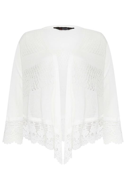 YOURS Plus Size White Lace Waterfall Shrug | Yours Clothing 6