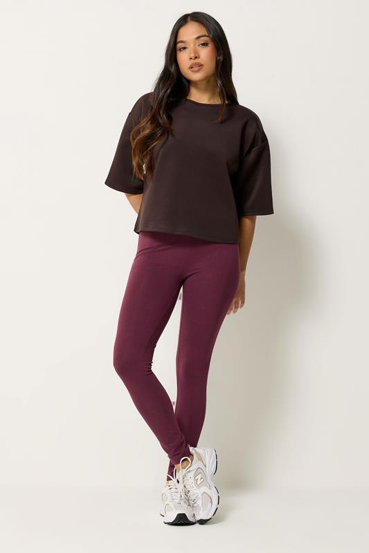 PixieGirl Petite Women's 2 PACK Burgundy Red & Black Cotton Leggings | PixieGirl 1
