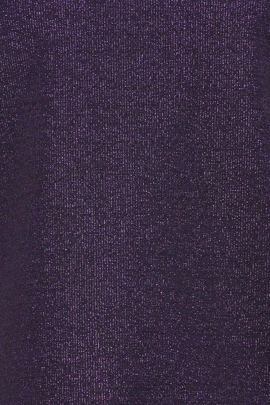 M&Co Purple Shimmer Ruched Sleeve Blouse | M&Co 5