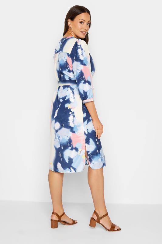 M&Co Blue Abstract Print Tie Waist Tunic Dress | M&Co 3