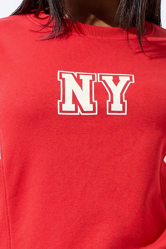 LIMITED COLLECTION Plus Size Red 'NY' Stripe Sweatshirt | Yours Clothing 5