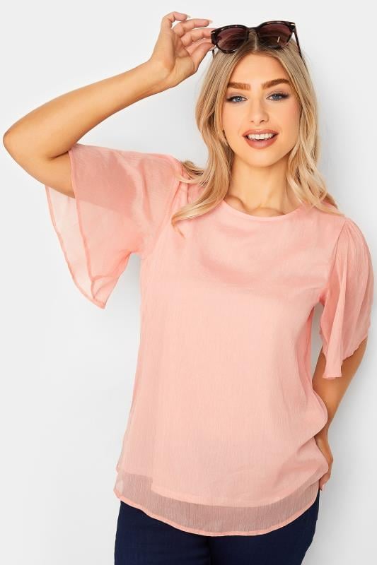M&Co Pink Shimmer Angel Sleeve Blouse | M&Co 1