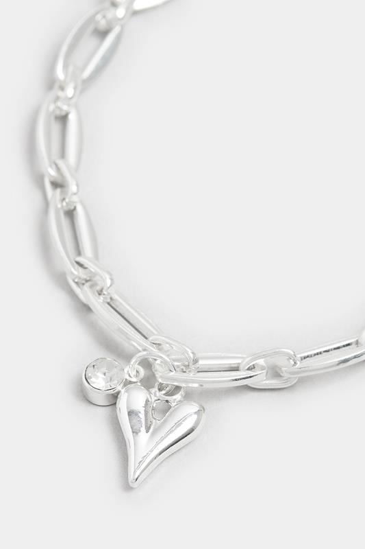 Silver Tone Heart Polished Charm Bracelet | Yours Clothing 2