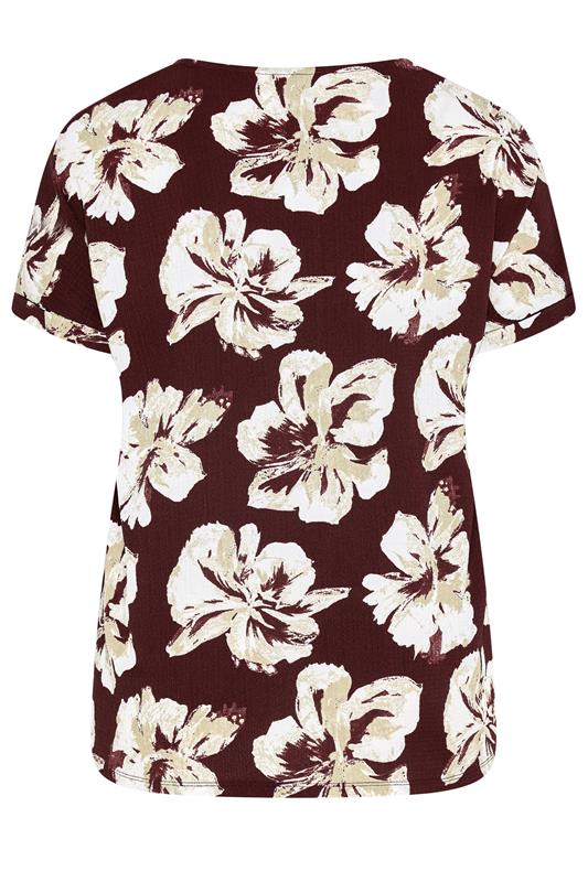 EVANS Curve Berry Red Floral V-Neck Top | Evans 6