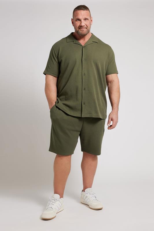 BadRhino Big & Tall Khaki Green Textured Shorts | BadRhino 2