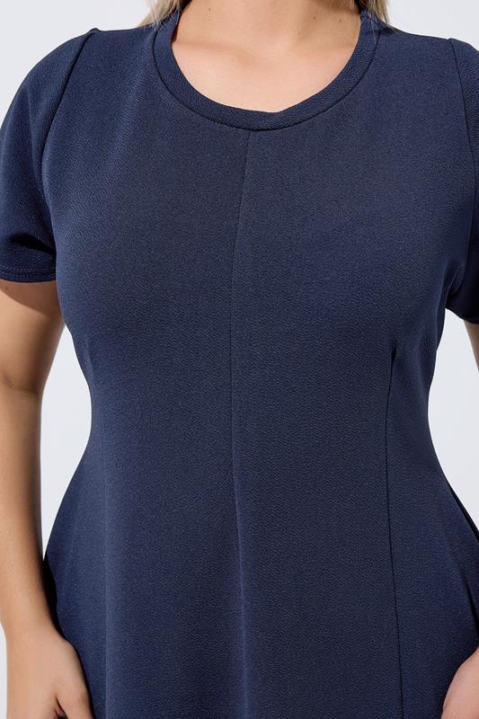 LIMITED COLLECTION Plus Size Navy Blue  Skater Pleat Dress | Yours Clothing 4