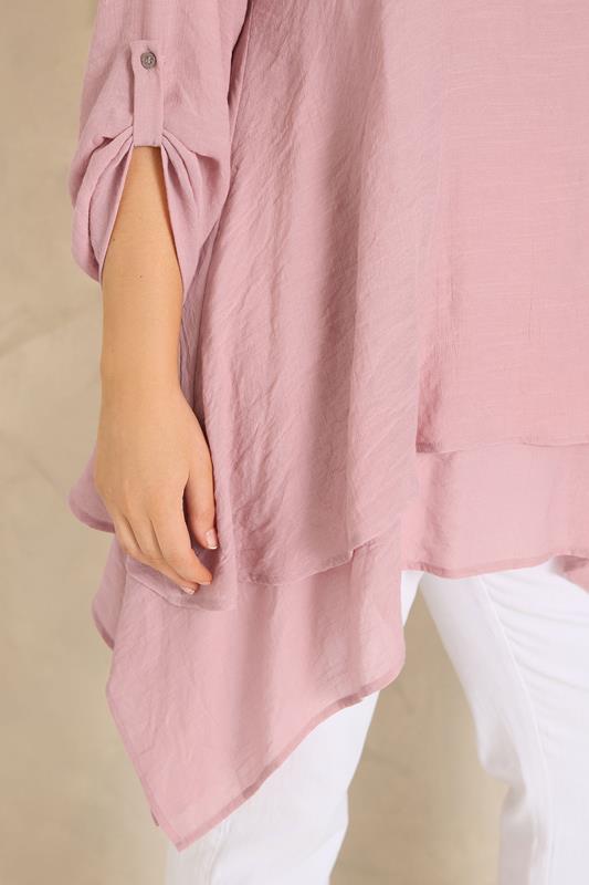 EVANS Plus Size Pink Double Layer Blouse | Evans 4