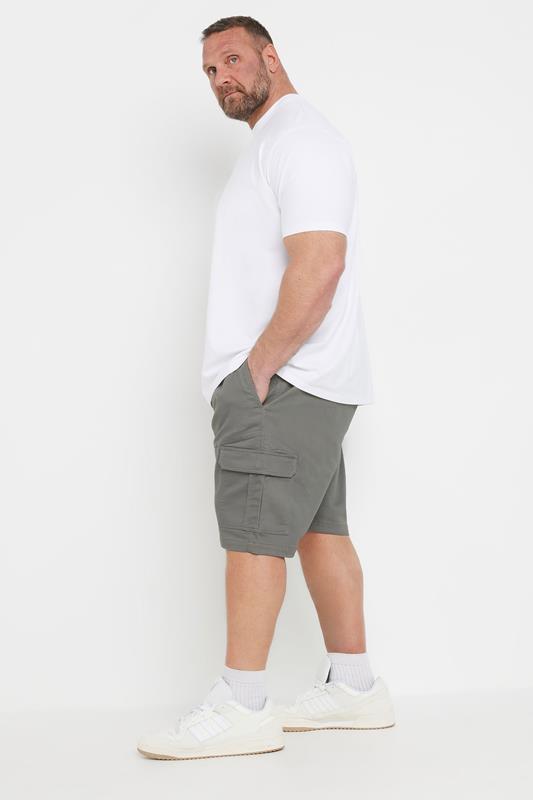 BadRhino Big & Tall Charcoal Grey Elasticated Waist Stretch Cargo Shorts | BadRhino 2