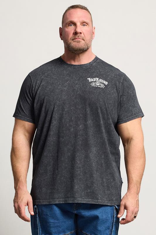 BadRhino Big & Tall Black Acid Wash Whiskey Rodeo Graphic T-Shirt | BadRhino 1