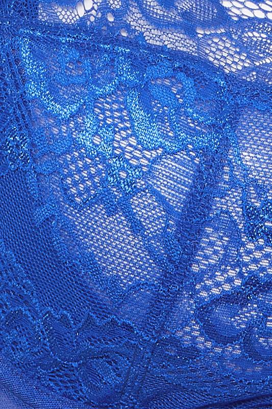 YOURS Plus Size Cobalt Blue Stretch Lace Non-Padded Underwired Balcony Bra | Yours Clothing 6