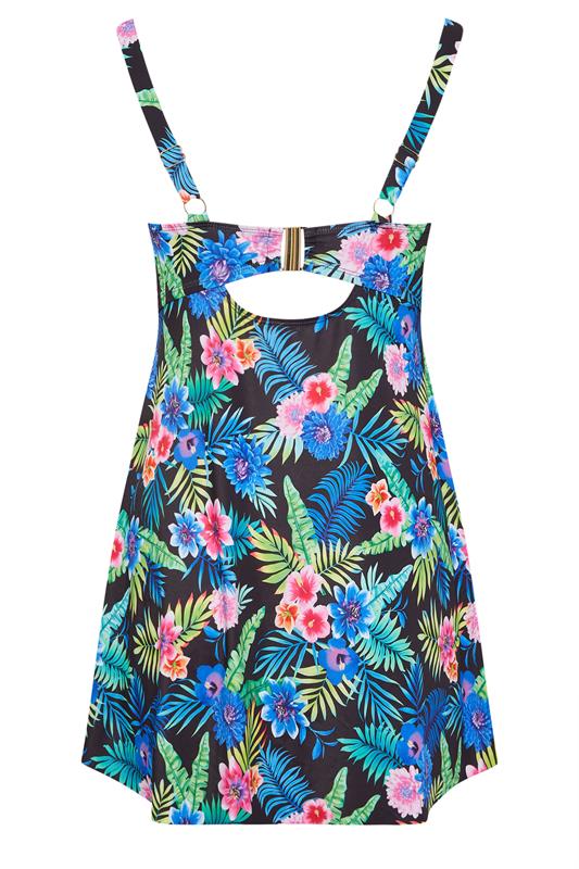 YOURS Plus Size Black Tropical Print Premium Underwired Tankini Top | Yours Clothing 10