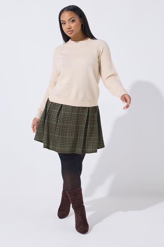 LIMITED COLLECTION Plus Size Brown Check Pleated Skirt | Yours Clothing 2