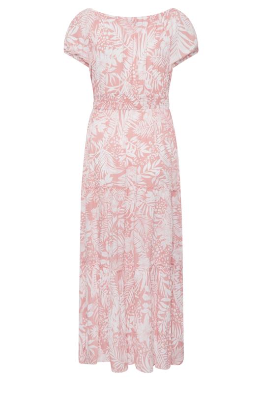 YOURS Plus Size Pink Tropical Print Bardot Maxi Dress | Yours Clothing 7