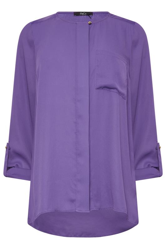 M&Co Purple Satin Contrast Panel Shirt | M&Co 6