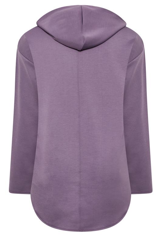 YOURS LUXURY Plus Size Purple V-Neck Jersey Hoodie | Yours Clothing  8