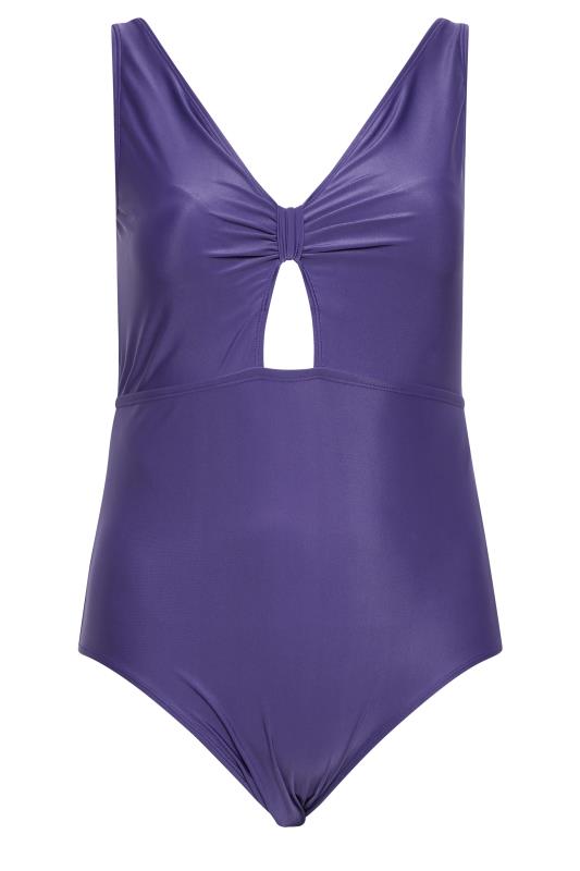 YOURS Plus Size Purple Keyhole Tummy Control Swimsuit | Yours Clothing 3