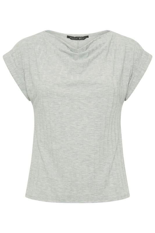 PixieGirl Petite Women's Grey Ribbed Cowl Neck Top | PixieGirl 5