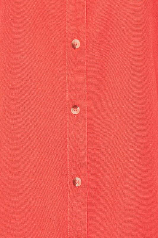 LTS Tall Womens Coral Orange Long Sleeve Linen Shirt | Long Tall Sally 5