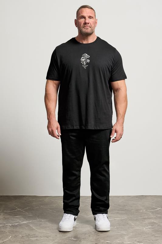 JACK & JONES Big & Tall Black Graphic T-Shirt | BadRhino 1