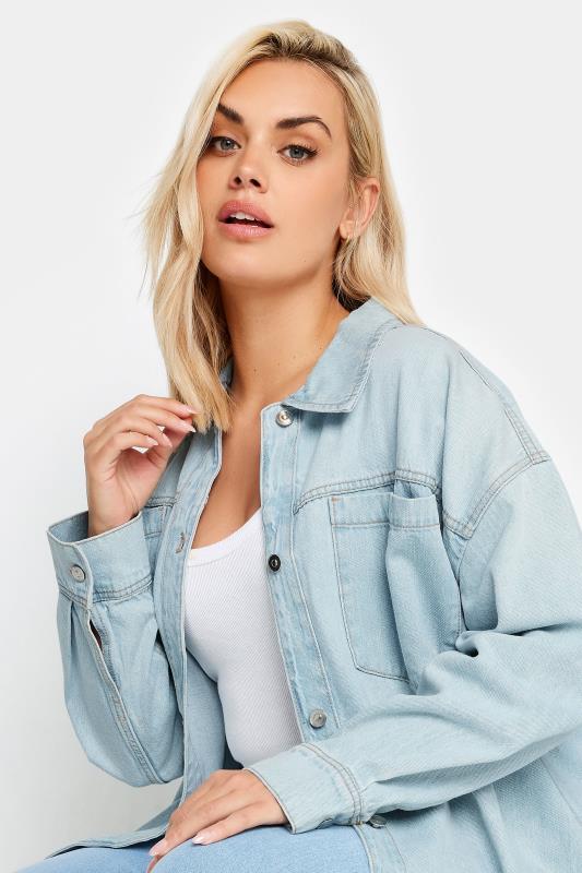 YOURS Plus Size Curve Light Blue Denim Western Style Shacket | Yours Clothing  6