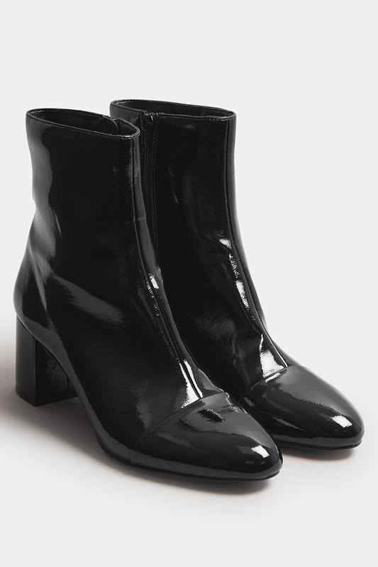 LTS Black Patent Block Heel Ankle Boot