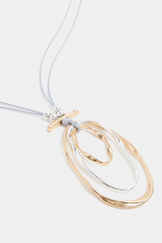 Gold & Silver Tone Pendant Long Necklace | Yours Clothing 2