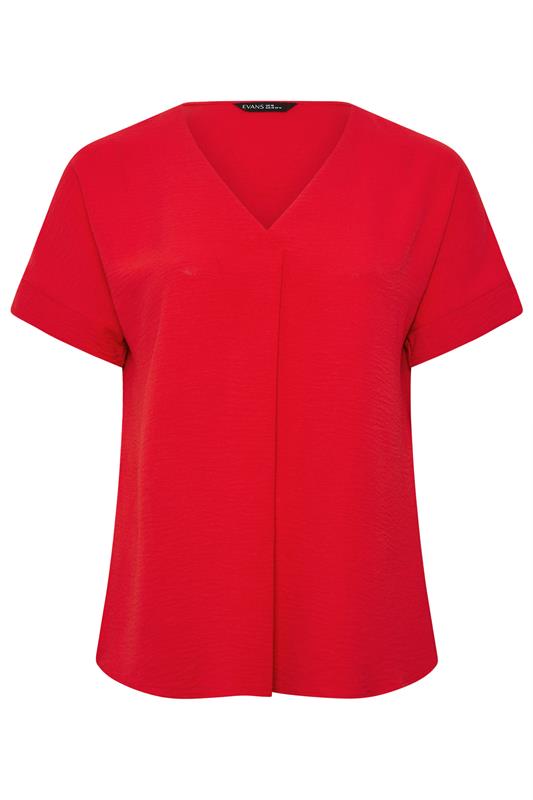 EVANS Plus Size Red Pleat Front Blouse | Evans  5