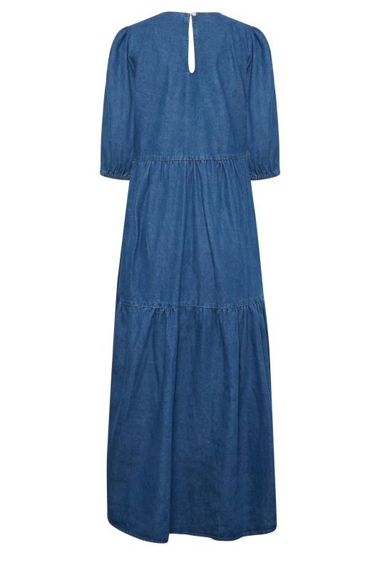 LTS Tall Women's Blue Denim Tiered Midi Dress | Long Tall Sally 7
