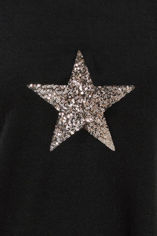 YOURS Plus Size Black Sequin Embellished Star Jumper | Yours Clothing 4
