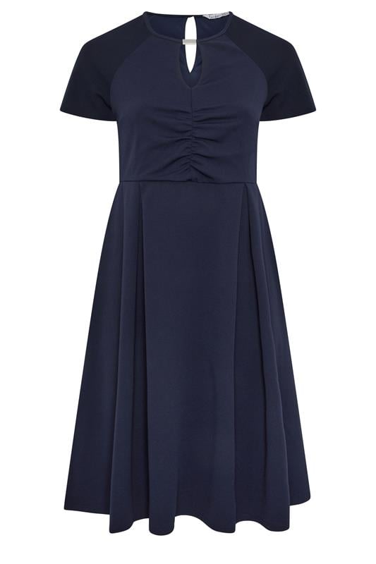 YOURS LONDON Plus Size Navy Blue Keyhole Skater Dress | Yours Clothing 5