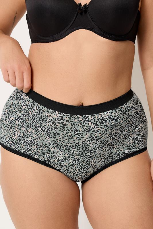 YOURSET 5 PACK Plus Size Black & Khaki Green Animal Print Full Briefs | Yours Clothing 2