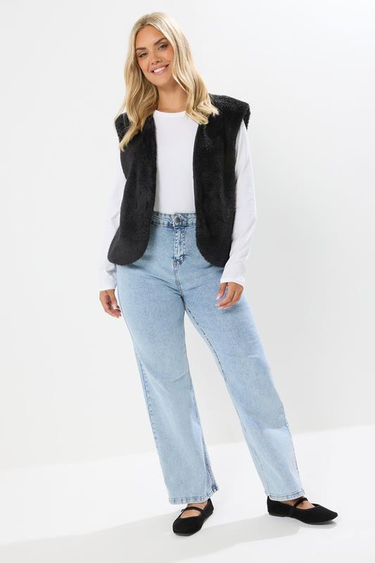 YOURS Plus Size Black Fleece Gilet | Yours Clothing 1