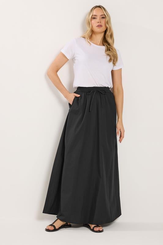 LTS Tall Black Pull On Cotton Maxi Skirt
