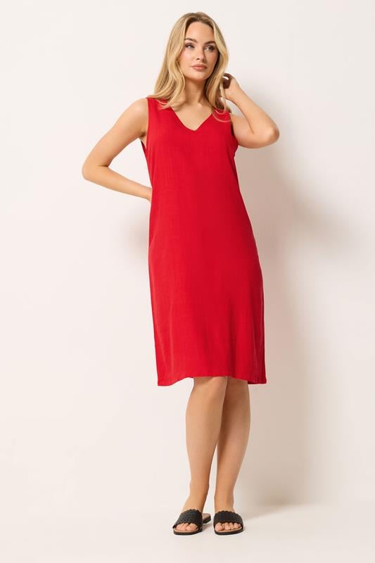M&Co Red V-Neck Linen Shift Dress | M&Co 2