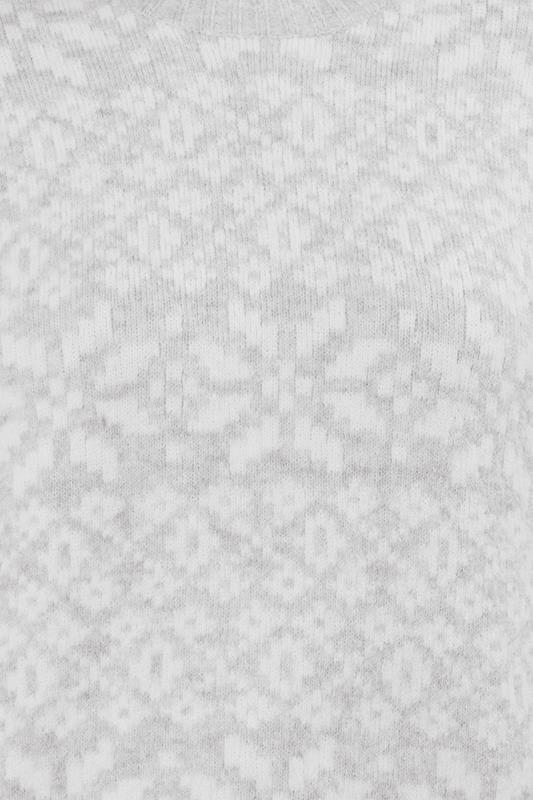 EVANS Plus Size Grey & White Fairisle Knitted Jumper | Evans 6
