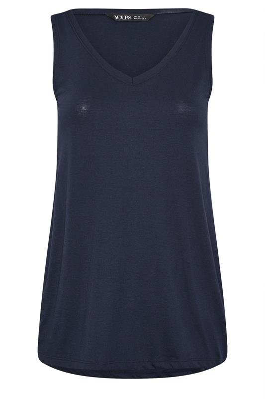 YOURS Plus Size Navy Blue V-Neck Core Vest Top | Yours Clothing 5