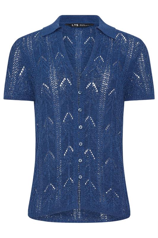 LTS Tall Women's Navy Blue Knitted Polo Cardigan | Long Tall Sally 5