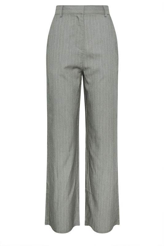 LTS PREMIUM Tall Grey Stripe Wide Leg Trousers | Long Tall Sally 7