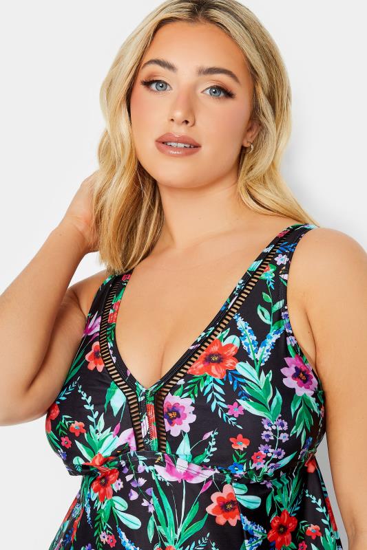 YOURS Plus Size Black Floral Print Tankini Top  | Yours Clothing 5