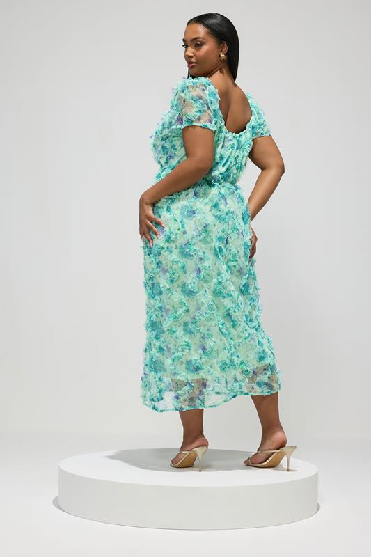 YOURS LONDON Plus Size Mint Green Floral Ruffle Maxi Dress | Yours Clothing 2
