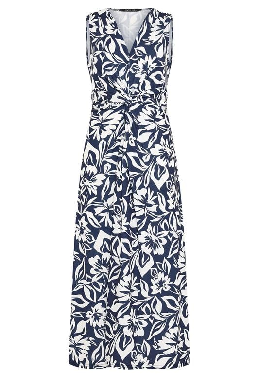 M&Co Petite Navy Blue Floral Twist Front Maxi Dress | M&Co 5